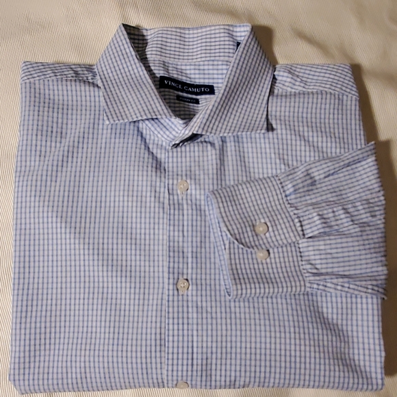 Vince Camuto BlueGrayWhite Dress Shirt 17‎ 34/35 - Picture 1 of 5